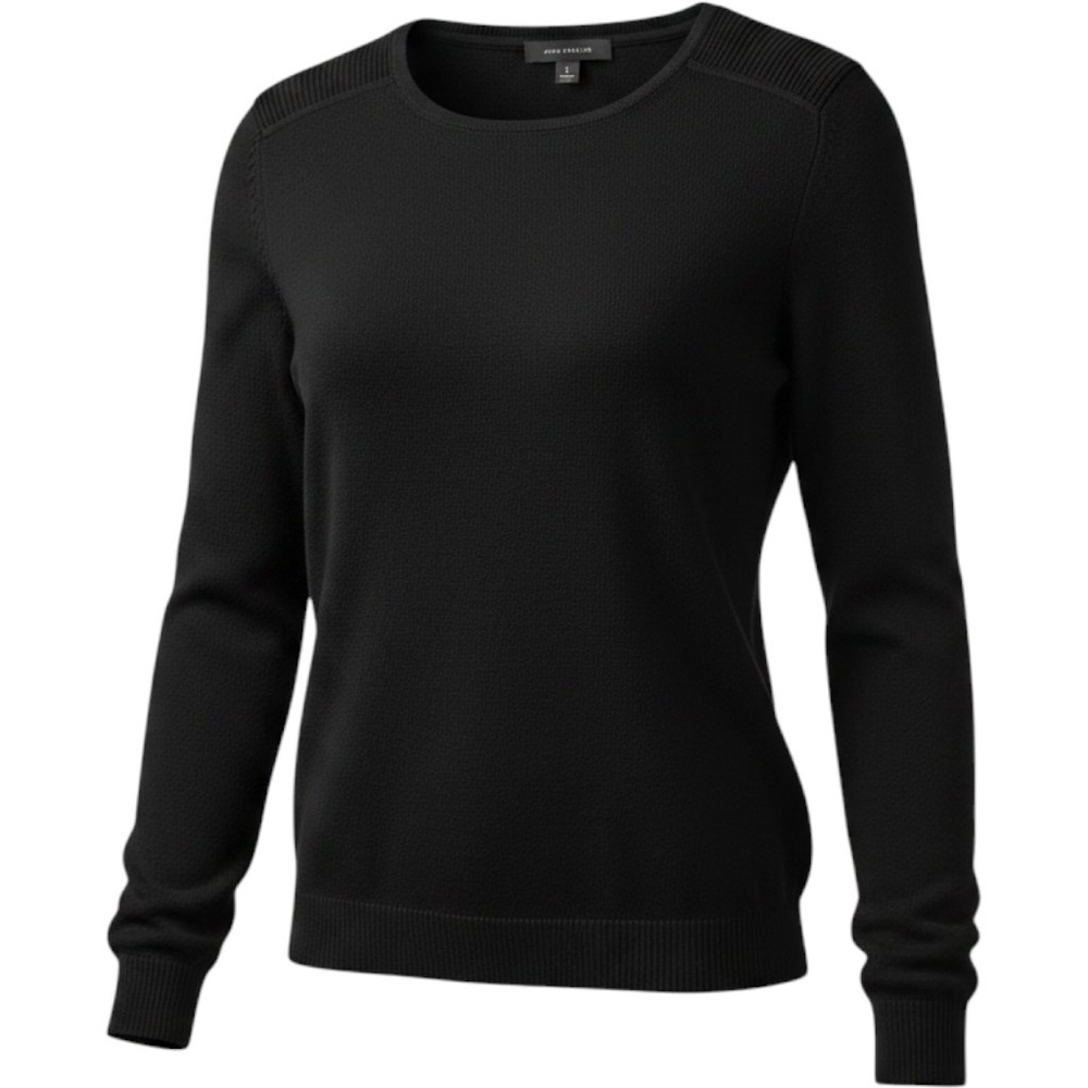 Ann Taylor Womens Black Cotton Blend Ribbed Shoulder Crew Neck Sweater NWT L